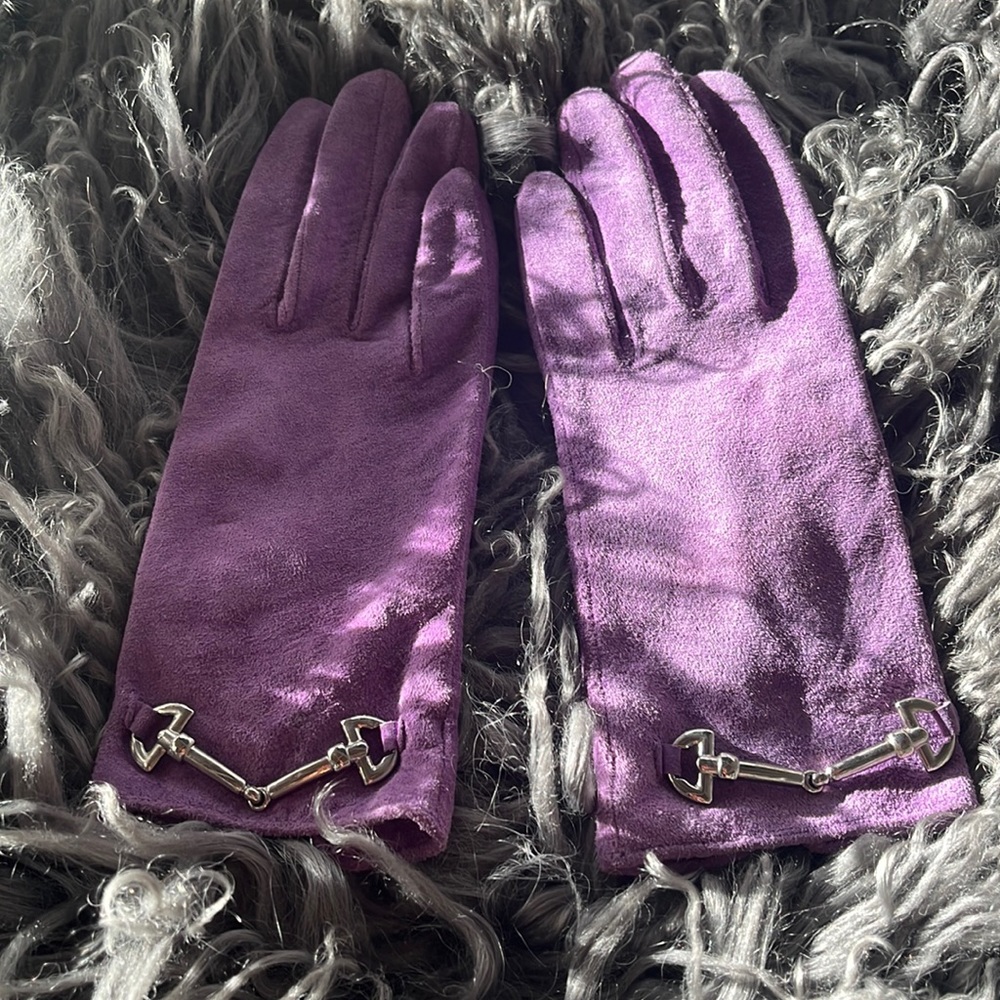 Celine purple suede gloves